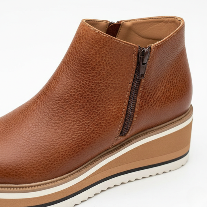 Stylish women's platform wedge ankle boots. Comfortable zip-up design offers all-day support & fashion.