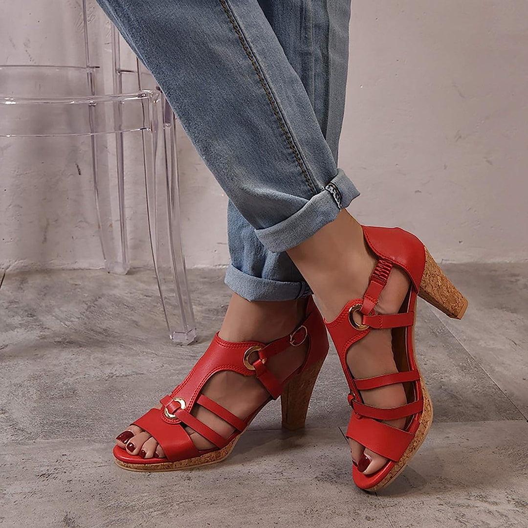 Top view of women's comfortable wedge sandals with arch support & secure straps.