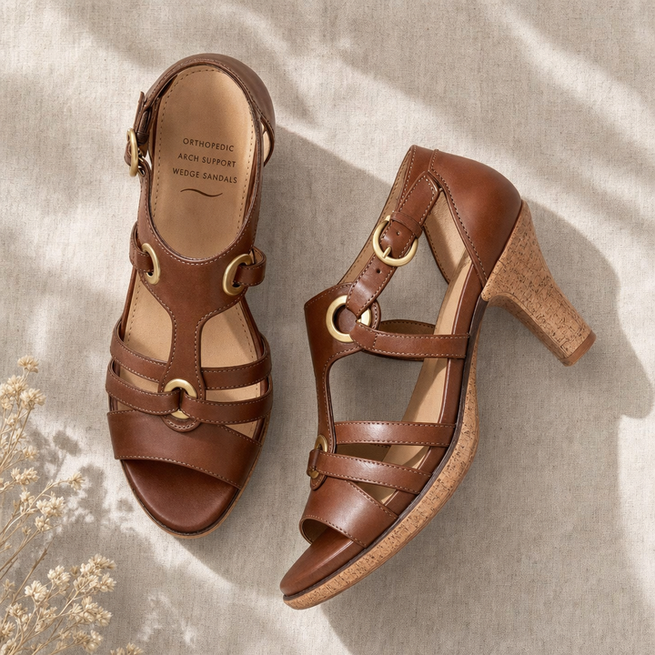 Stylish women's wedge sandals, perfect for summer fashion, featuring arch support.