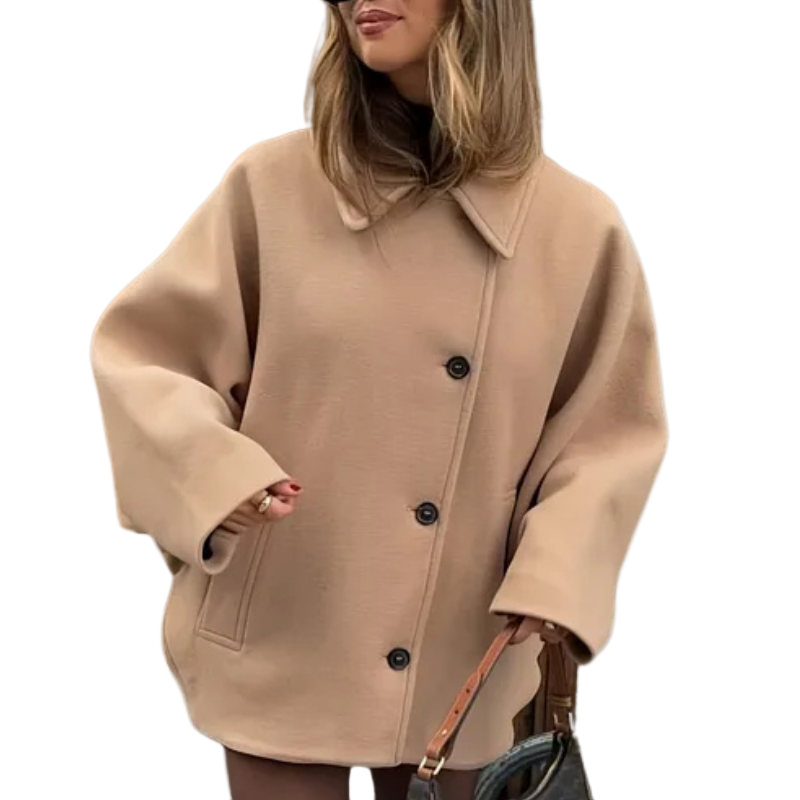 Women's oversized button-up transitional jacket, ideal for stylish fall & spring outerwear.