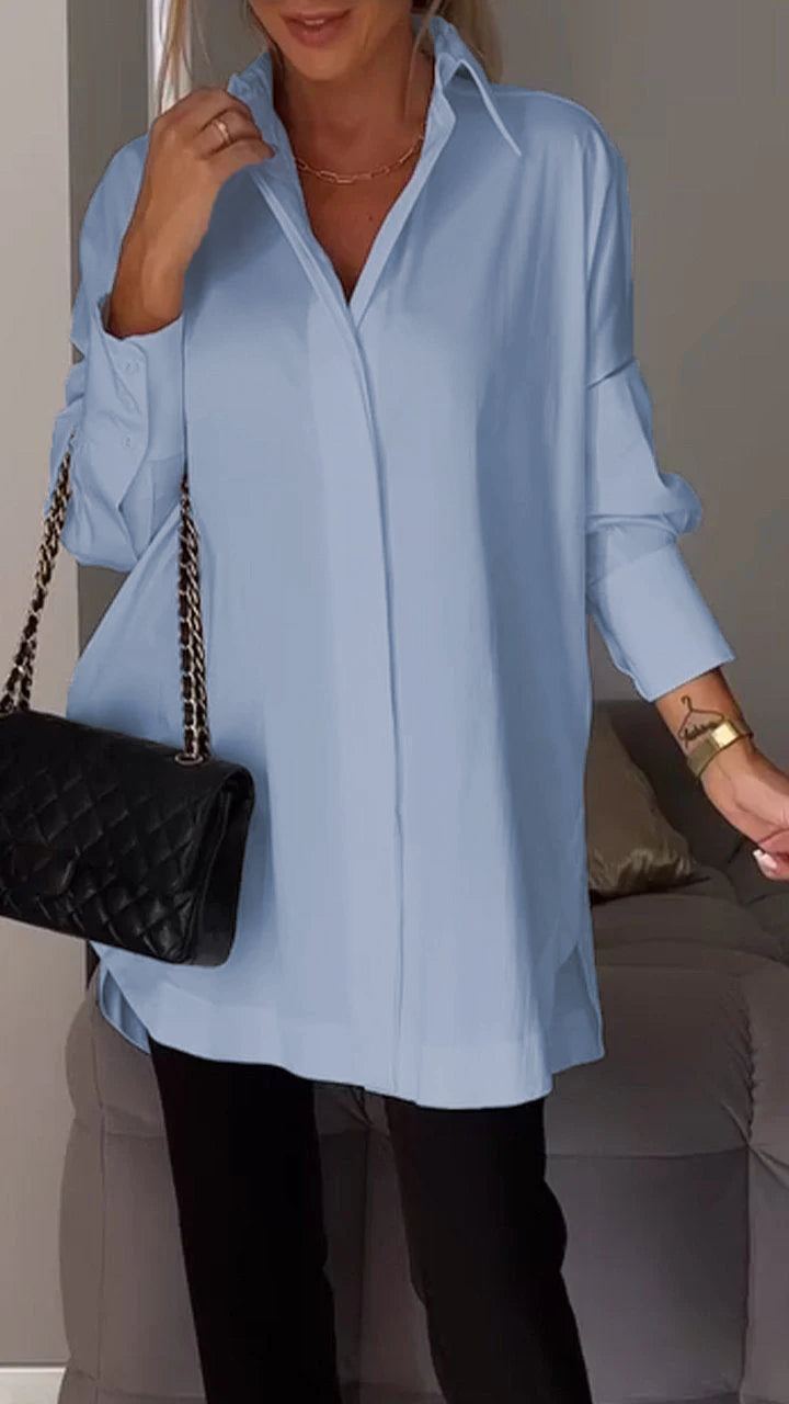 Elegant women's oversized collar blouse, offering effortless style & comfort for any occasion.