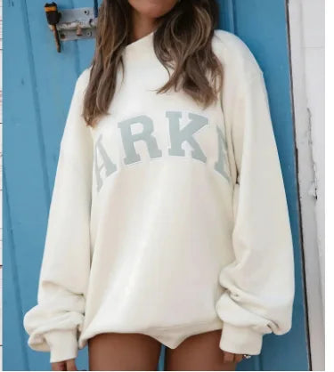 Casual women's crew neck graphic print oversized sweater, a must-have for comfort and style.