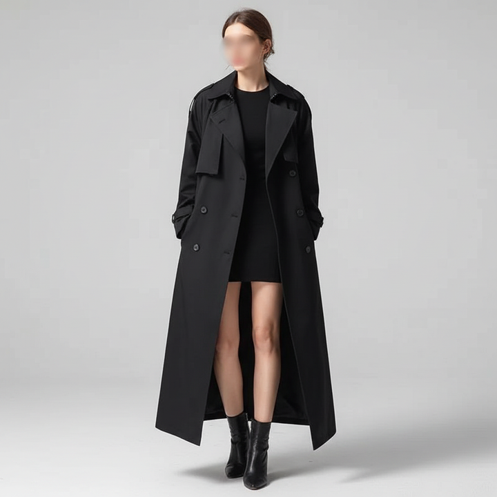 Effortless elegance: women's oversized long trench coat, a comfortable and chic outerwear for winter and fall.