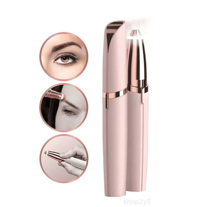 Painless eyebrow groomer featuring a built-in light for enhanced visibility and precision