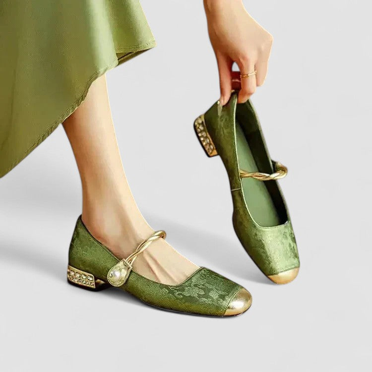 Women's Pearl Strap Block Heels, elegant and chic for summer and spring fashion