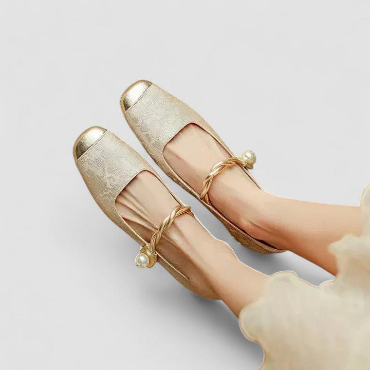 Studio shot of Women's Pearl Strap Block Heels, showcasing their timeless appeal