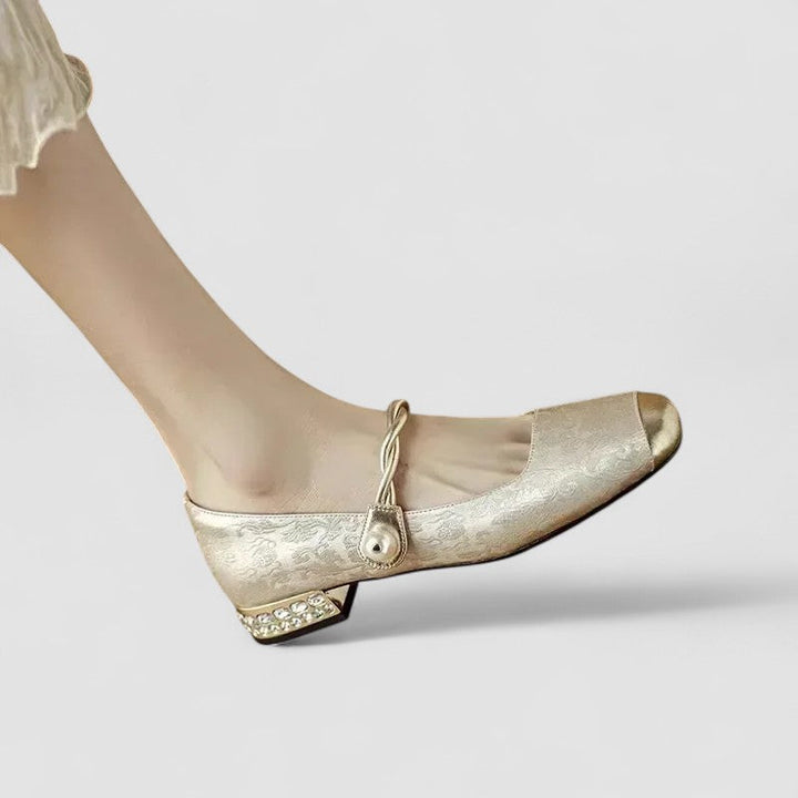 Fashionable Women's Pearl Strap Block Heels, adding a touch of elegance to any outfit
