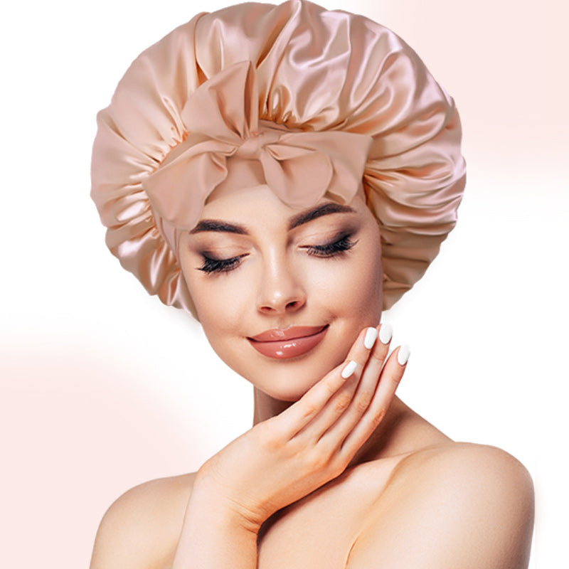 Women's reversible floral print satin bonnet, stylish and protective for night use