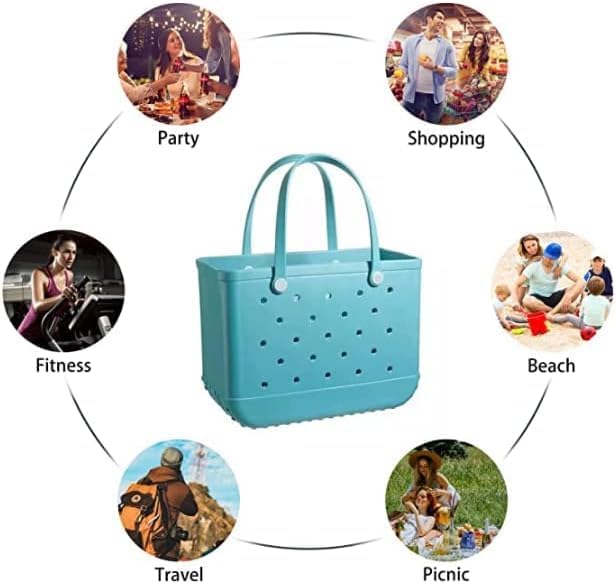 Stylish green EVA beach tote with strategic vent holes, easy to clean.