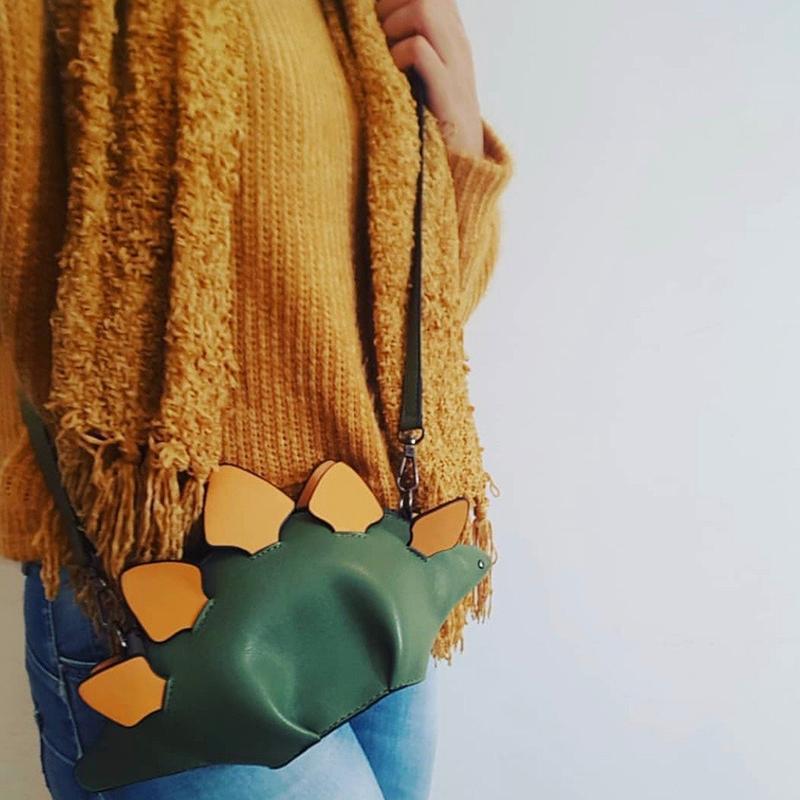 Cute women's crossbody bag, dinosaur shape, novelty fashion accessory, PU leather shoulder bag