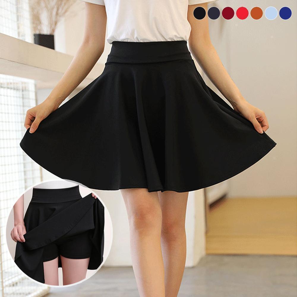 Women's pleated A-line skort, elastic waistband, comfortable casual wear