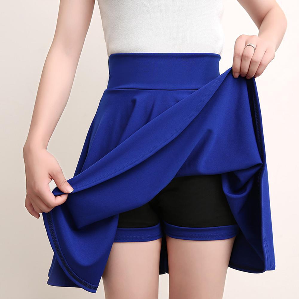 Khaki women's A-line skort with pleats, elasticated waist, summer fashion