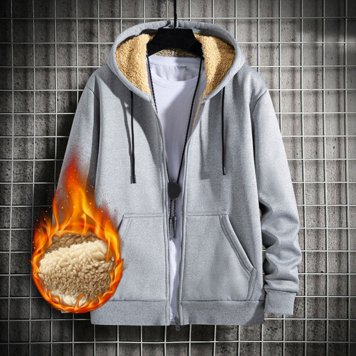 Chic plus-size women's hooded jacket. Fleece lining & zip-up style provide ultimate warmth for cold weather.
