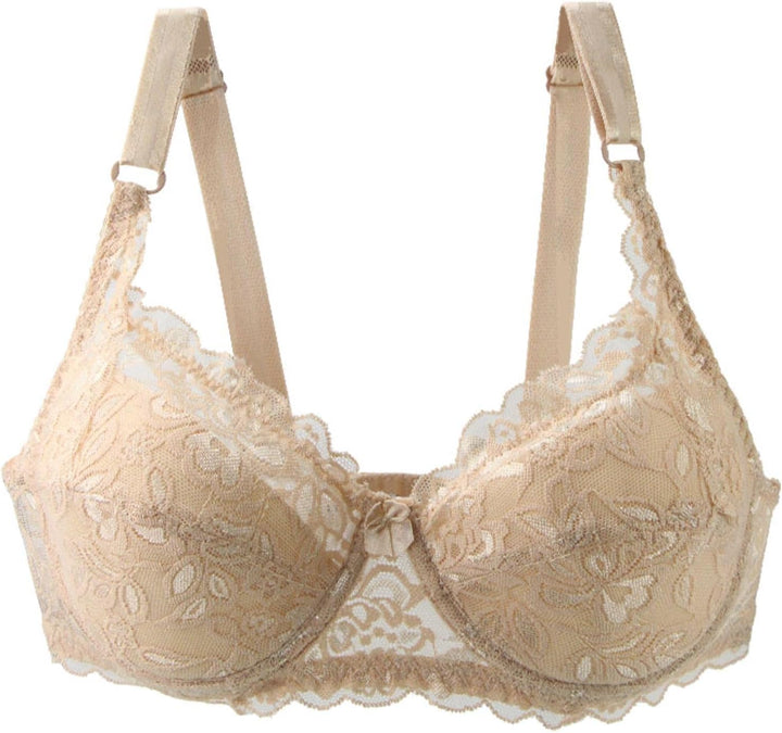 Elegant plus size lace push-up bra for women, with intricate lace detail and supportive design.