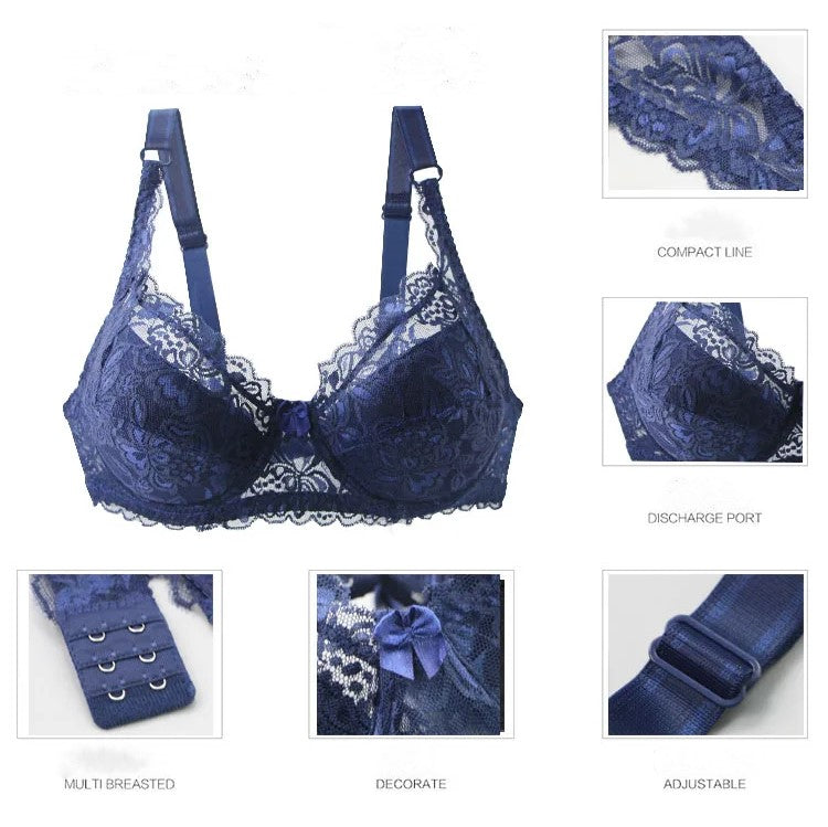 Women's plus size lace push-up bra with underwire, adjustable straps & back closure for ultimate comfort.