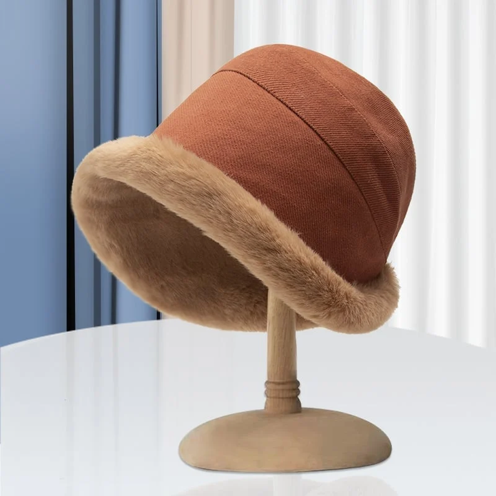 Luxurious plush velvet bucket hat, a must-have women's fashion accessory for winter warmth