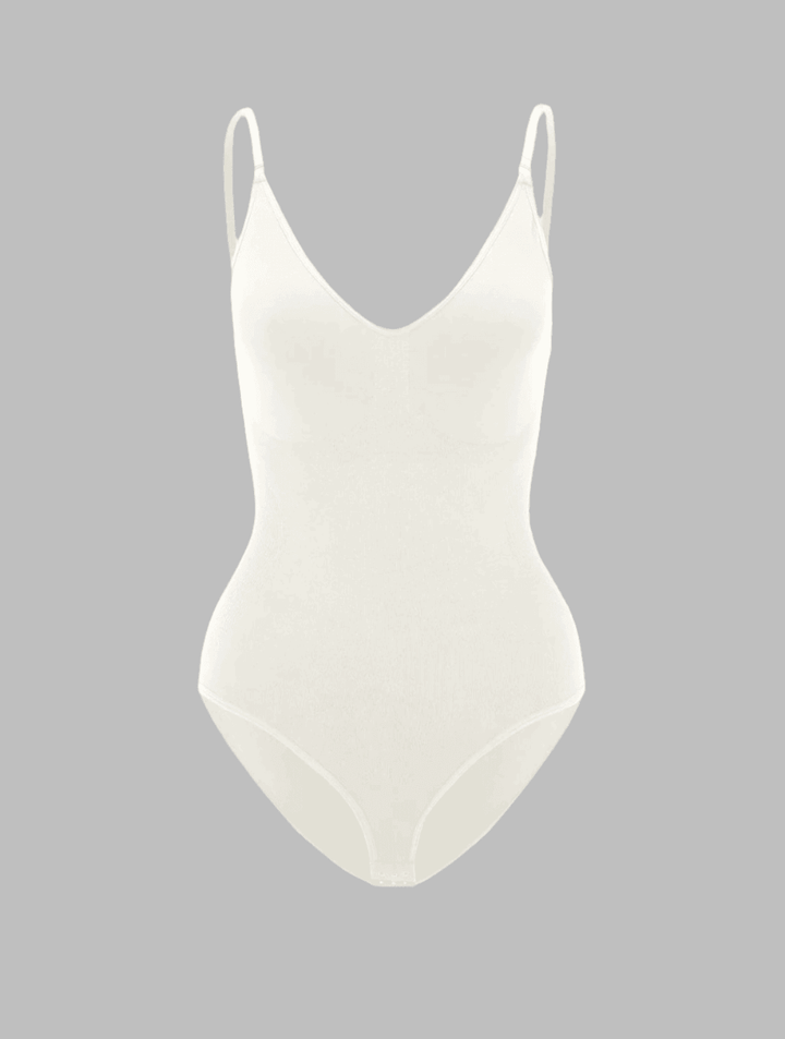 Comfortable women's compression bodysuit with tummy control and smoothing effect.