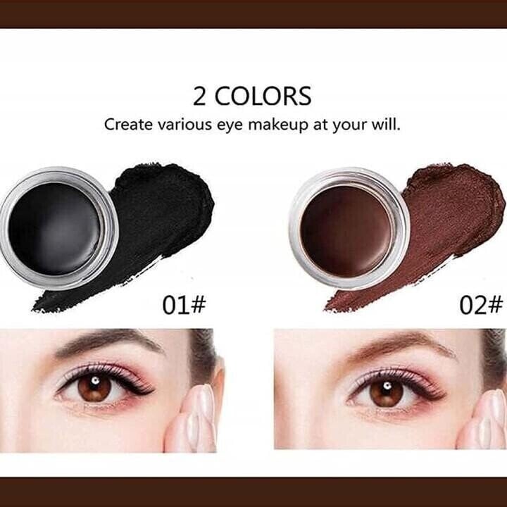 Waterproof gel eyeliner kit for women, paired with a precision tool for smudge-proof, long-lasting eye makeup.