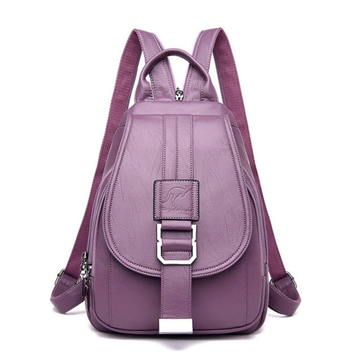 Women's casual leather backpack, water-resistant and anti-theft, great for everyday fashion.