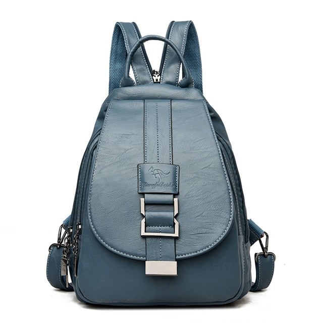 Modern women's premium leather backpack, water-resistant for durability & stylish daily use.