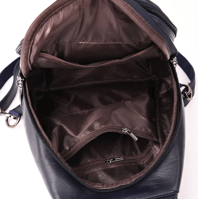 Comfortable women's water-resistant leather backpack, anti-theft for secure daily & travel use.
