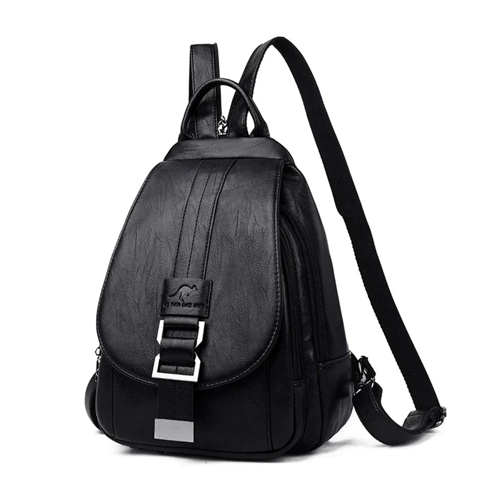 Versatile women's daily leather backpack, water-resistant with anti-theft design.