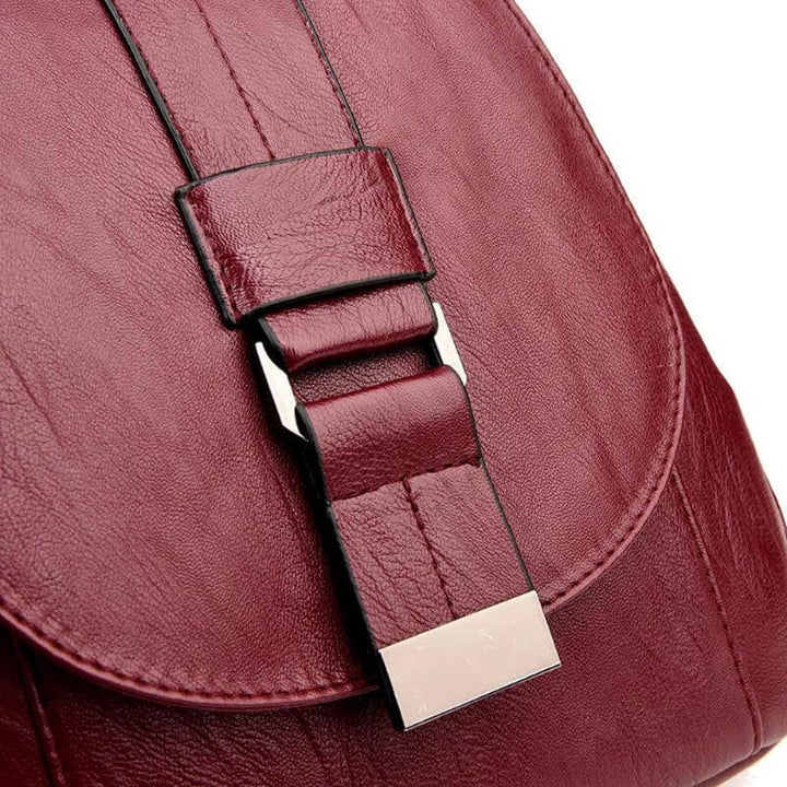 Chic women's anti-theft leather backpack, water-resistant & stylish for modern travel.