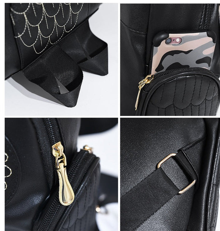 Fashionable women's animal print backpack. PU leather with charming owl design & ample storage.
