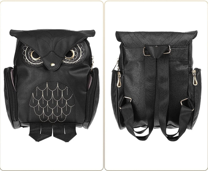 Everyday women's PU leather owl backpack. Fashionable, multi-pocket, and a chic stylish accessory.