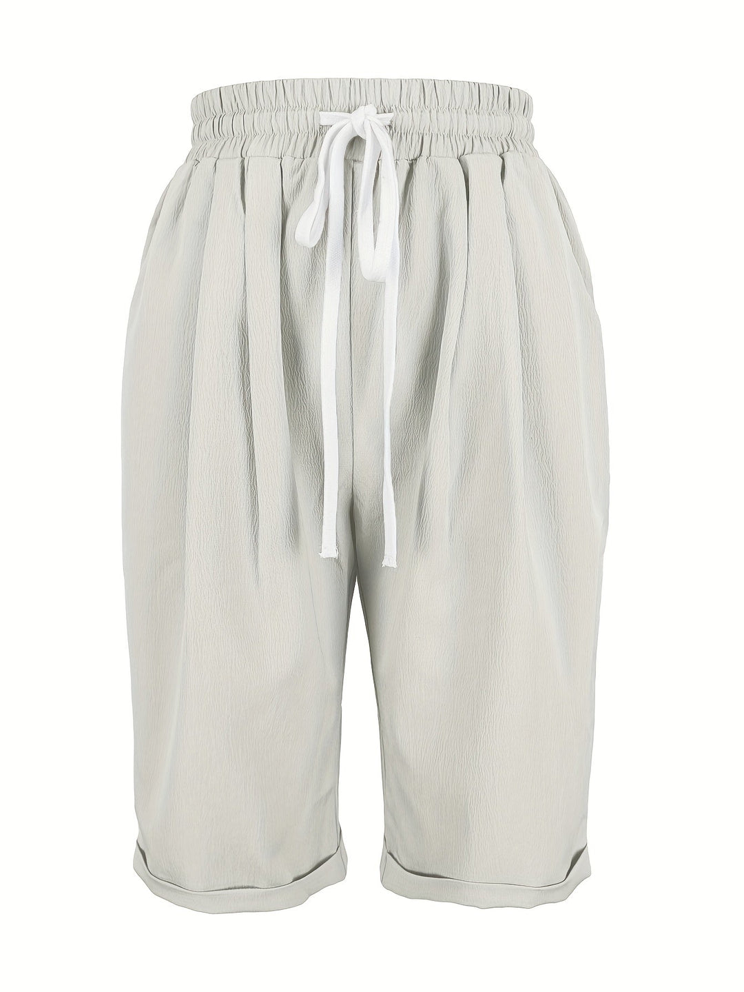Stylish women's pull-on cropped straight leg shorts, comfortable for summer casual wear.