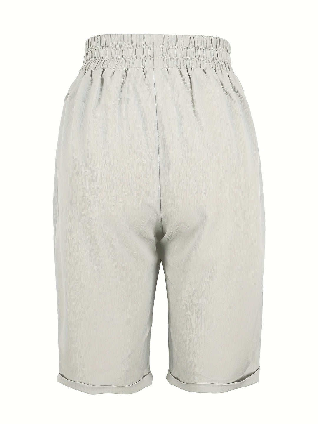 Easy-wear women's pull-on straight leg cropped shorts with elastic waist, great for summer comfort.
