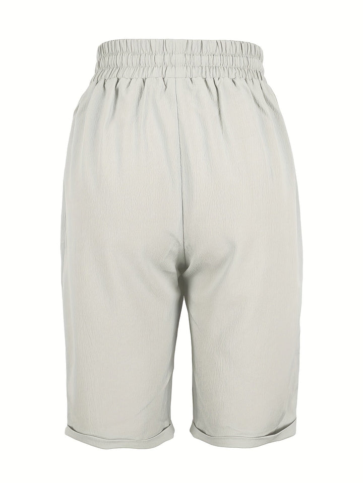 Easy-wear women's pull-on straight leg cropped shorts with elastic waist, great for summer comfort.
