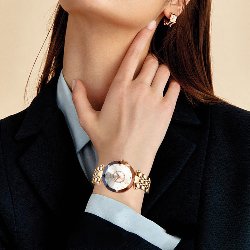 Elegant women's quartz watch, perfect as a gift for her, featuring a waterproof starry dial.
