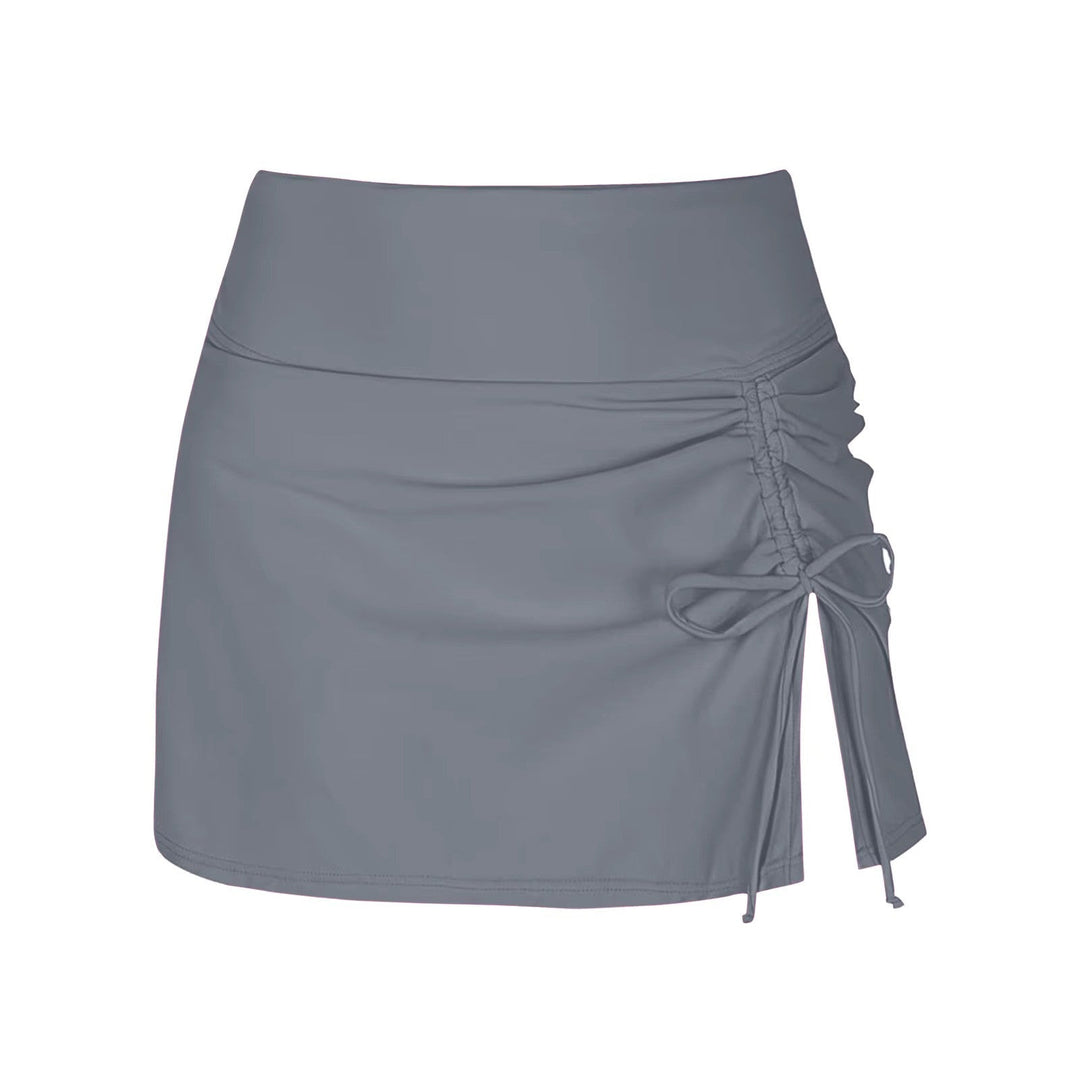 Detail shot: women's quick-dry swim shorts highlighting the stylish side slit and fabric texture.