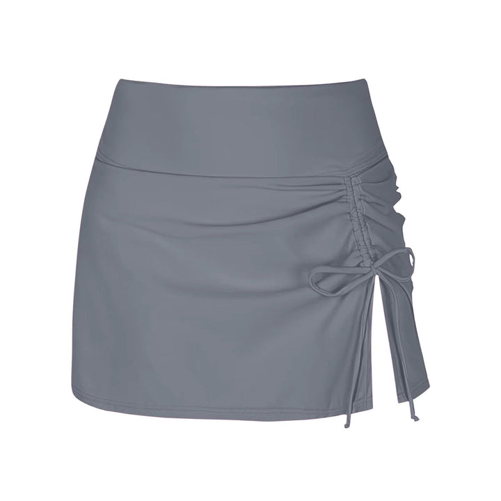 Detail shot: women's quick-dry swim shorts highlighting the stylish side slit and fabric texture.