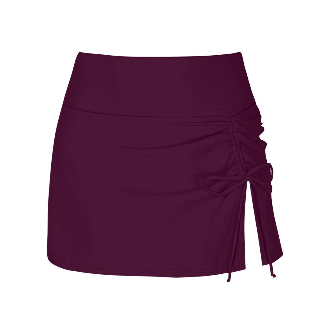 Women's quick-dry beachwear swim shorts with side slit & adjustable waist for summer water sports fashion.