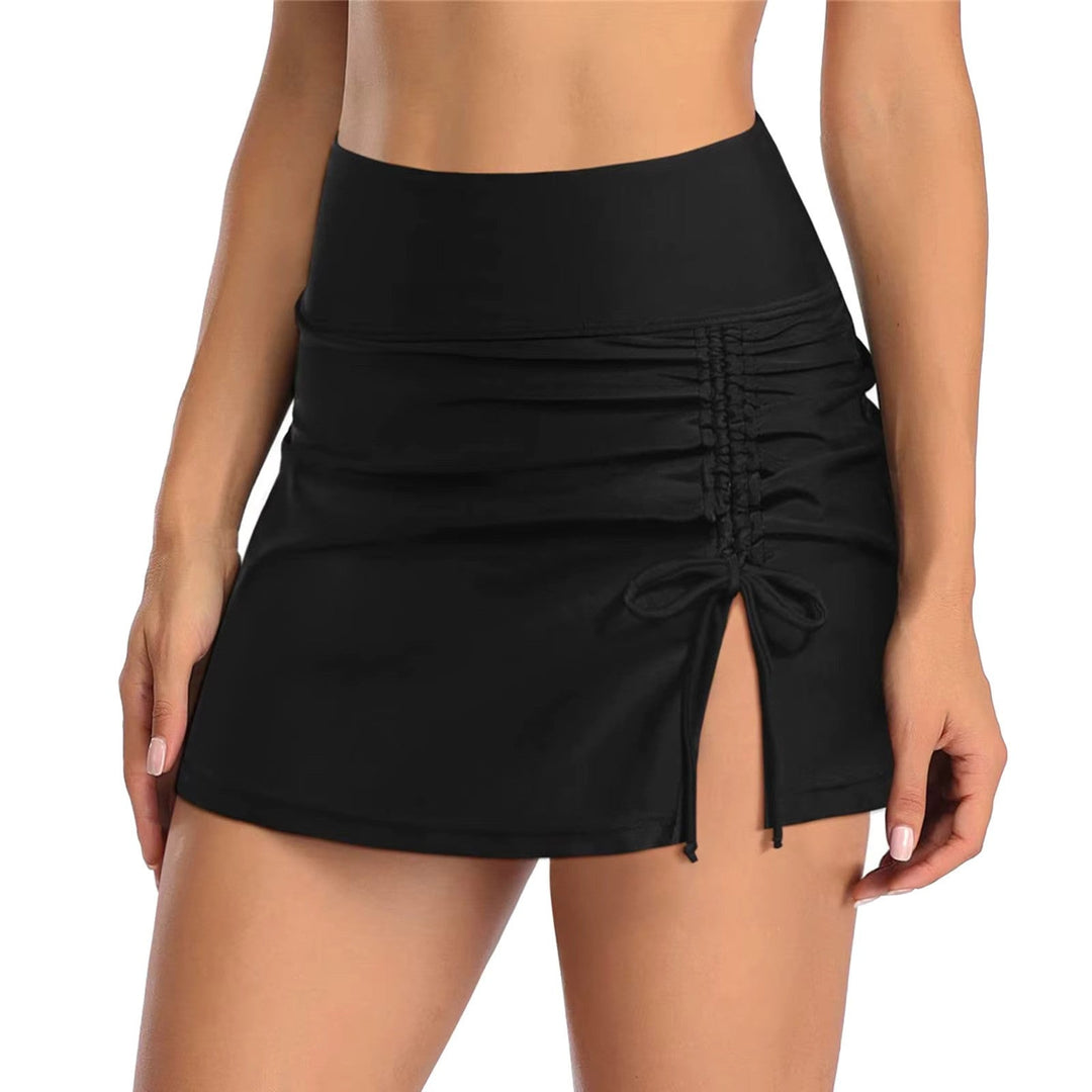 Quick-dry women's swim shorts featuring a stylish side slit and adjustable waist for comfort.