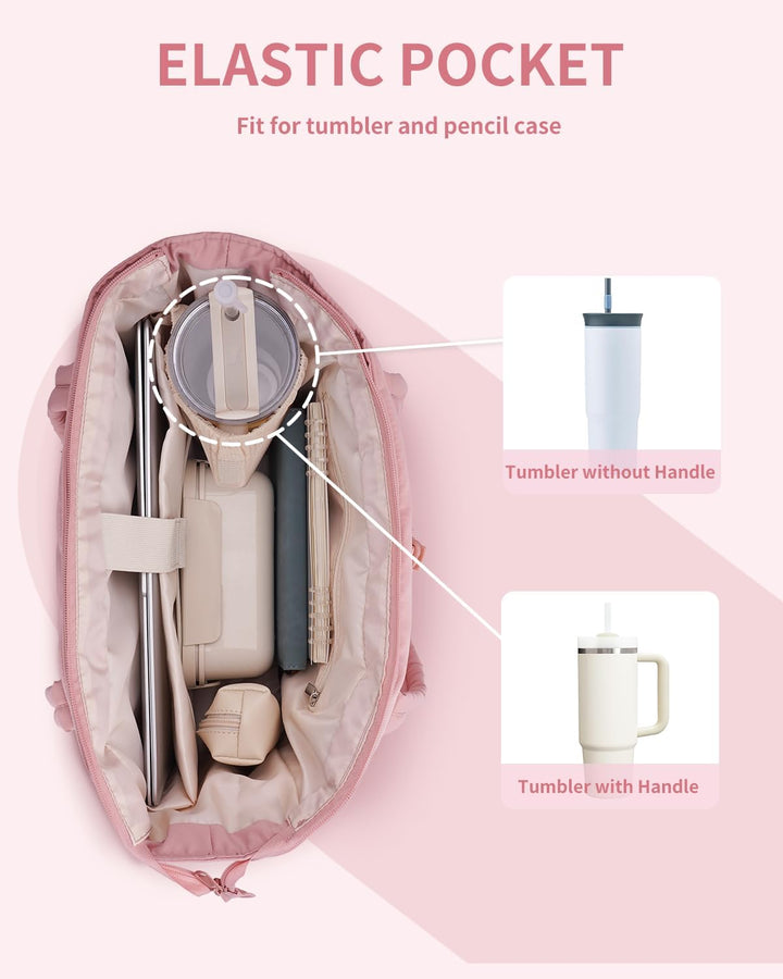 Everyday stylish quilted tote, perfect for women's essentials, with cup & laptop features.