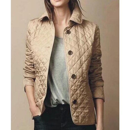 Elegant women's quilted autumn jacket 'Armina', featuring button closure. Great casual outerwear for layering.