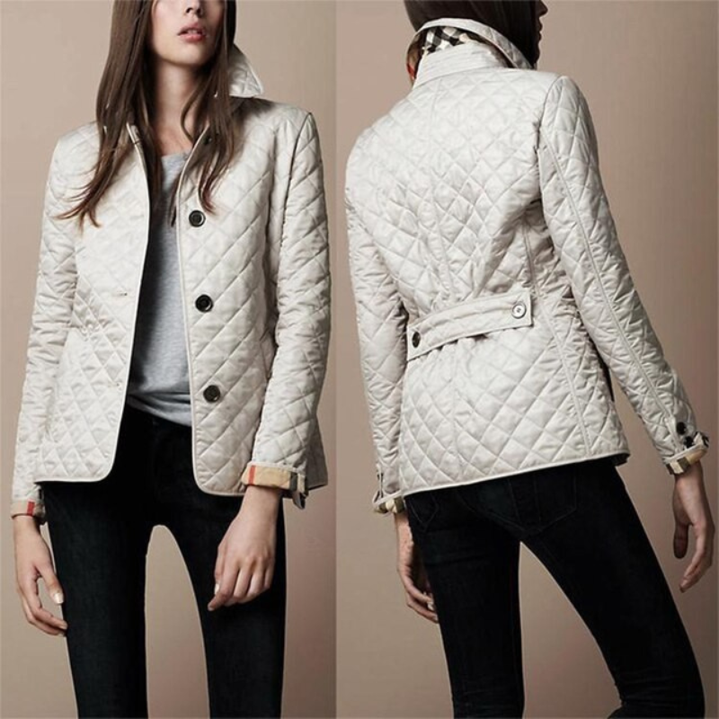 Fashionable women's casual jacket, 'Armina', quilted design & button closure. Versatile transitional outerwear.