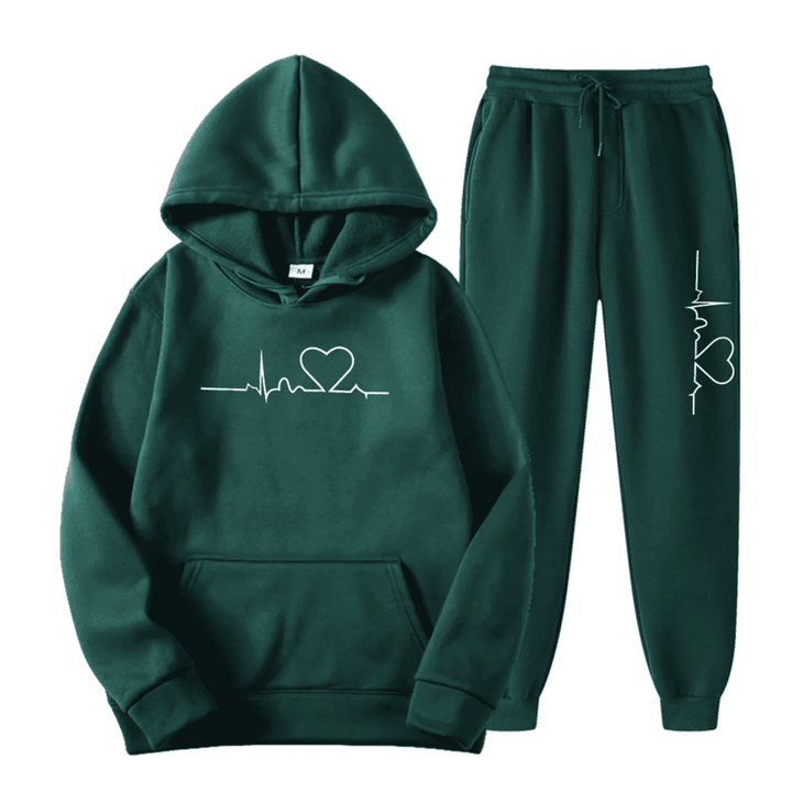 Stylish women's relaxed fit two-piece hoodie and jogger lounge set, perfect for everyday casual wear