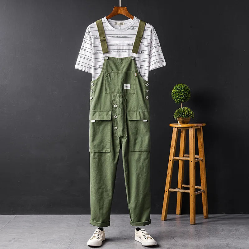 Comfy women's relaxed fit bib overalls. Sleeveless full-length jumpsuit for ultimate casual comfort & summer fashion.