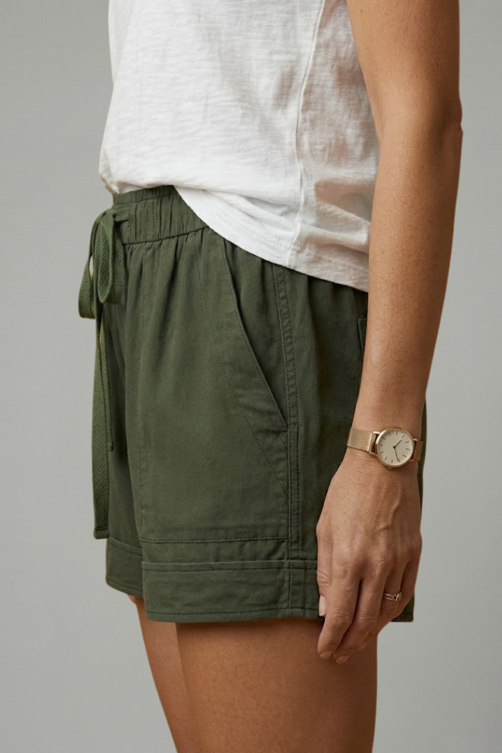 Everyday women's comfort shorts with an adjustable drawstring waist.