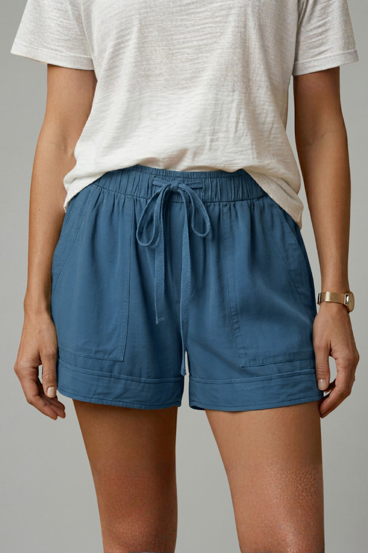 Soft women's loungewear shorts with comfortable elastic drawstring waist.