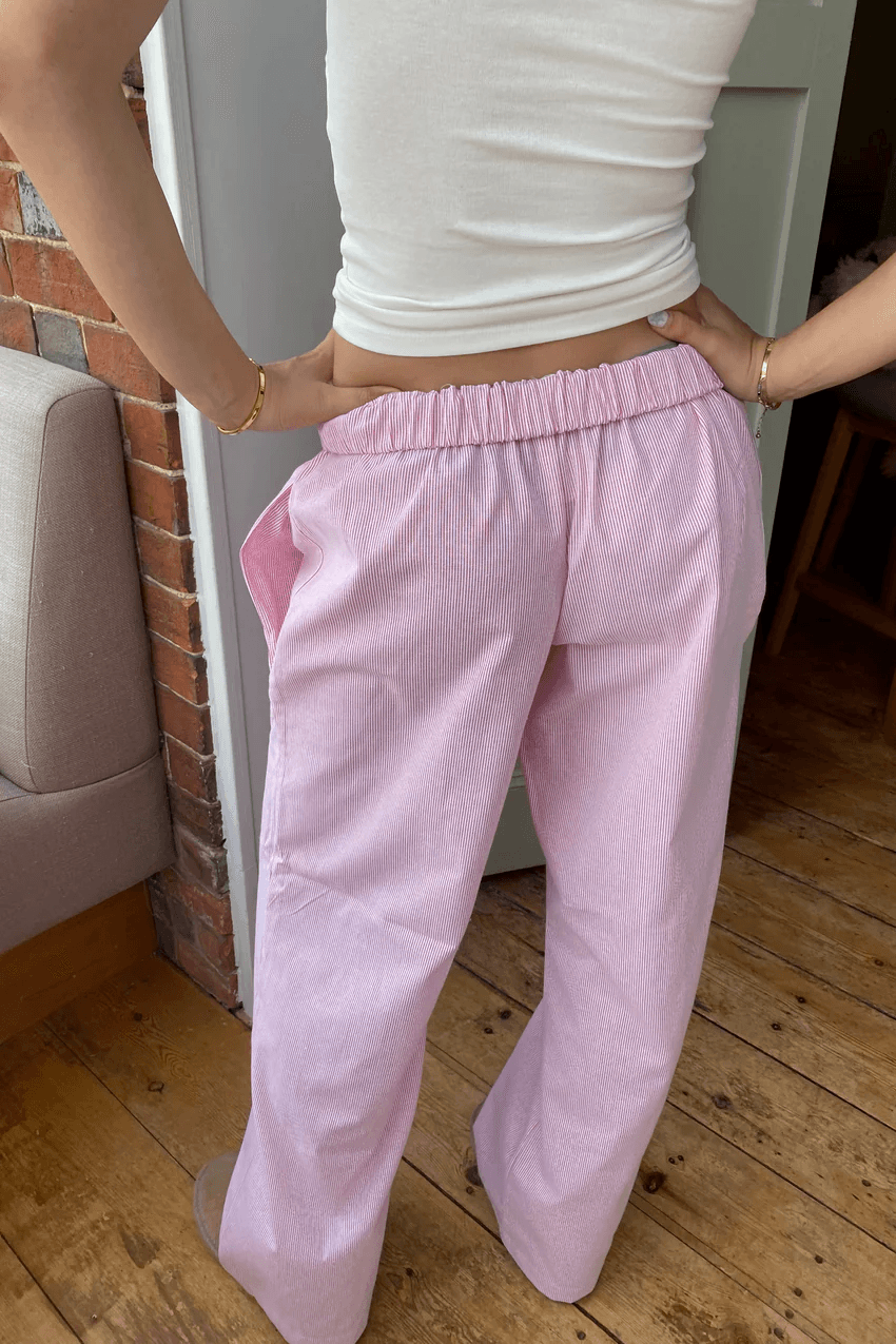 Blue women's relaxed fit lounge trousers, lightweight & soft with elastic waist for comfort.