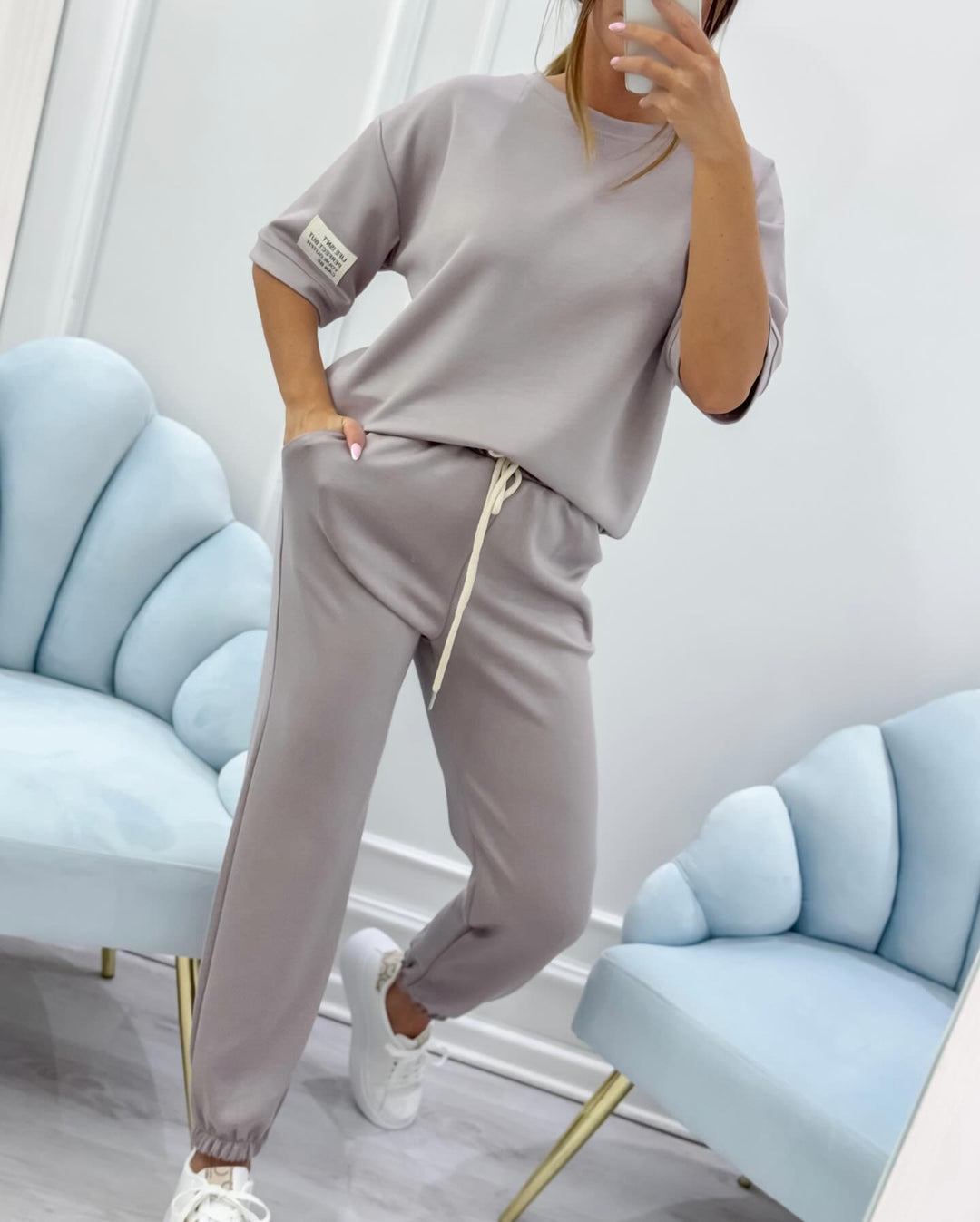 Soft & comfortable women's relaxed fit short sleeve set, great for everyday casual fashion.