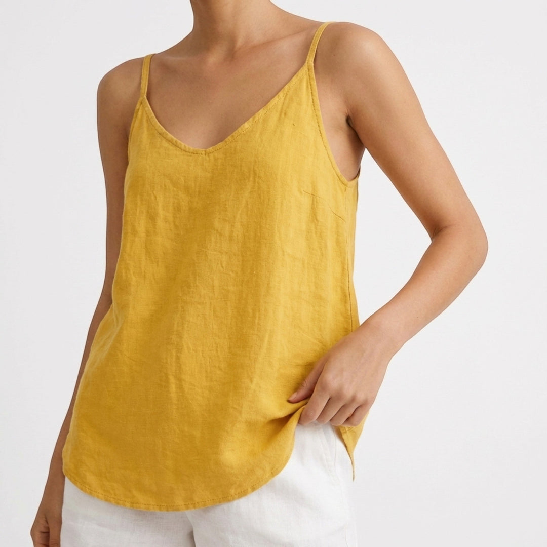Women's relaxed fit tank top, an essential with spaghetti straps for casual style.