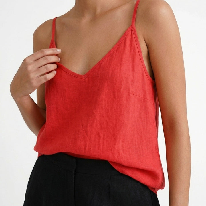 Women's everyday relaxed fit tank top with spaghetti straps, versatile and stylish.