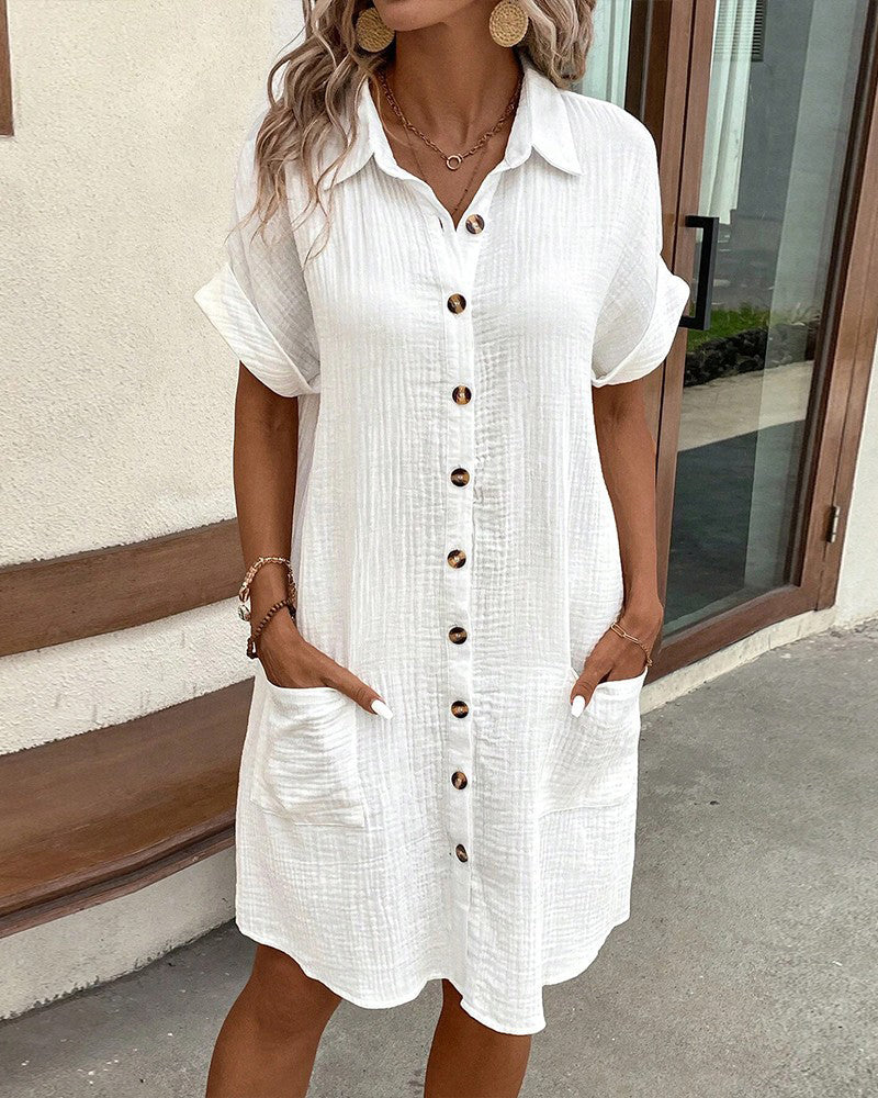 Women's relaxed fit summer midi dress in a vibrant color, perfect for warm weather and daily wear.