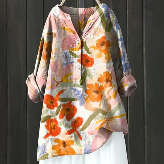 Stylish women's short sleeve blouse, versatile for everyday wear, easy to dress up or down.